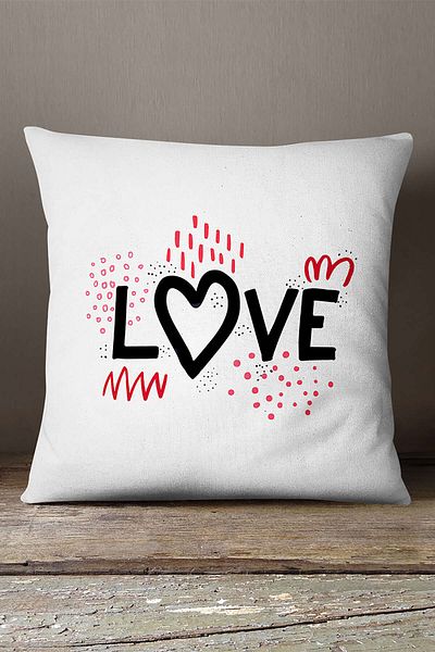 INSENSE HOME Velvet Babyface, alb, negru, dragoste scrisă modernă, imprimare digitală, husă de pernă - Cgh392