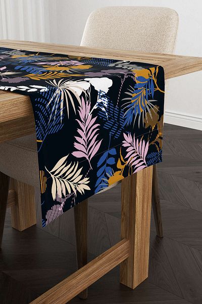 Cango Home Μαύρο Ροζ Tropical Floral Runner - Cgh035-rn