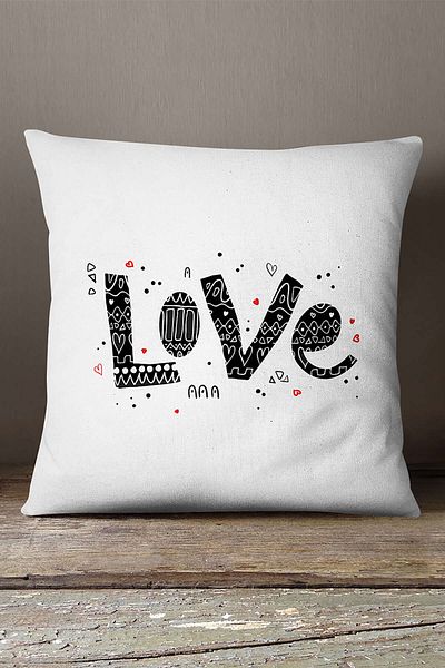 INSENSE HOME Velvet Babyface White Black Love Written Διακοσμητική Ψηφιακή Εκτύπωση Μαξιλαροθήκη Ριχτάρι - Cgh474