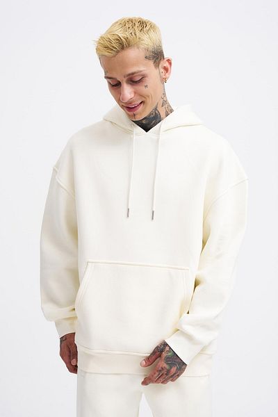 Machinist Ανδρικό φούτερ με κουκούλα Oversize εκρού