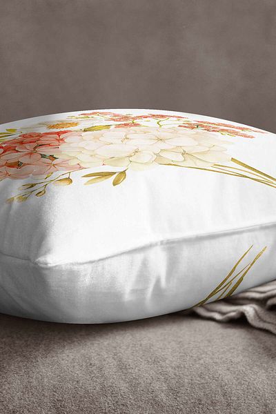 INSENSE HOME Βελούδινη Babyface Λευκή Πορτοκαλί Μαξιλαροθήκη με Μοτίβο Μαξιλαριού - Cgh010