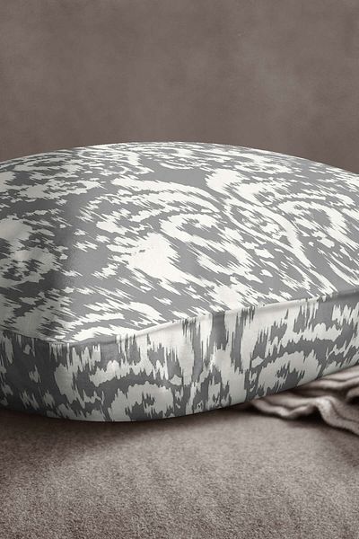 INSENSE HOME Husă de pernă din catifea Babyface, gri alb, cu model damasc - Cgh115