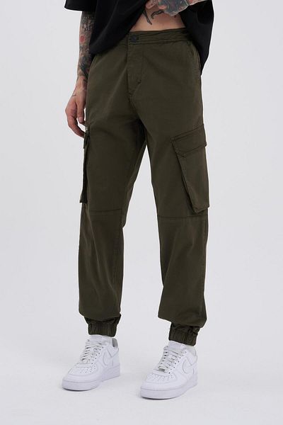 Machinist Σκούρο Χακί Ανδρικό Jogger Jean - Λεπτομέρεια τσέπης Cargo