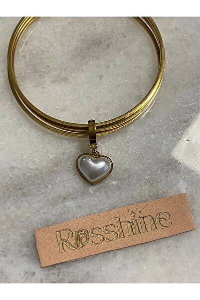 rosshine Ajda Bilezik Uyumlu Çelik Charm İncili Kalp Model (BİLEZİK HARİÇ)