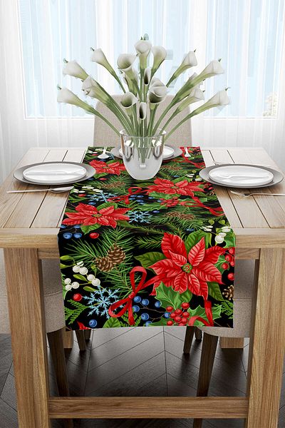 Cango Home Red Green Christmas Themed Digital Printed Runner Cgh304-rn