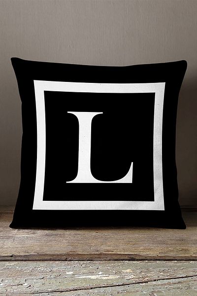 INSENSE HOME Husă de pernă din catifea Babyface cu litere duble laterale - Litera L - 43x43 Cm