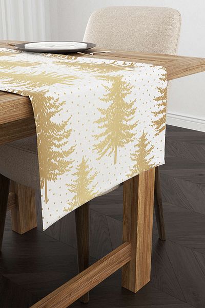 Cango Home Yellow White Christmas Themed Digital Printed Runner Cgh790-rn