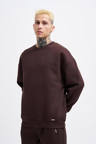 Machinist Ανδρικό φούτερ Basic Crew Neck Oversize καφέ