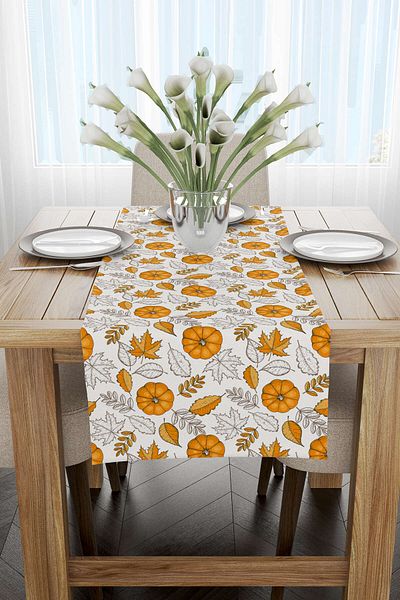 Cango Home Orange Halloween Pumpkin Patterned Digital Printed Runner Cgh760-rn