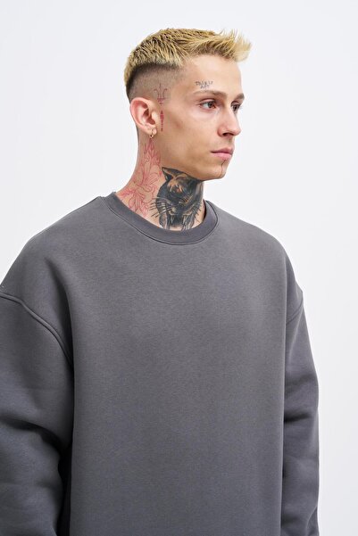 Machinist Чоловічий базовий велосипедний комір Oversize антрацитовий світшот