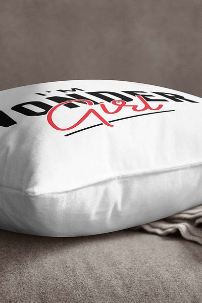 INSENSE HOME Velvet Babyface White Black I'm Wonder Girl Written Digital Printing Throw Μαξιλαροθήκη - Cgh448