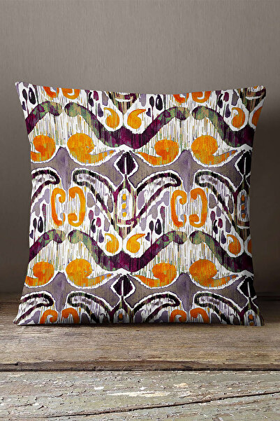 INSENSE HOME Кадифе Babyface Помаранчево-фіолетова подушка з етнічним візерун...