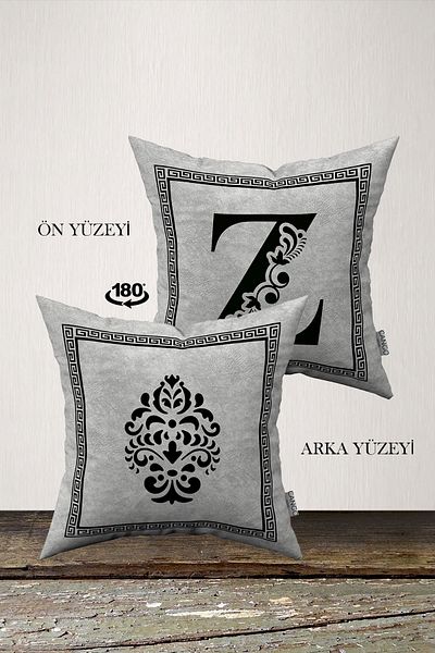 INSENSE HOME Husă de pernă din catifea Babyface cu litere duble laterale - Litera Z