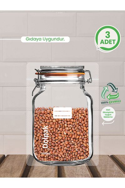 PALPAK Environmental, Recyclable Material Jar Appearance, Ziplock, Food Storage Bag-3 Pieces-1000 ml