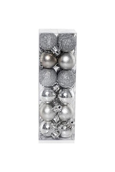 Sole Χριστουγεννιάτικο Πεύκο - Ασημένια Μπάλα 3 εκ., Σετ των 24
