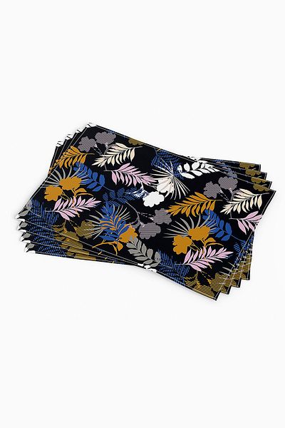 Cango Home Negru Roz Tropical Floral Model Digital Printed American Service Set de 4 Cgh035-as