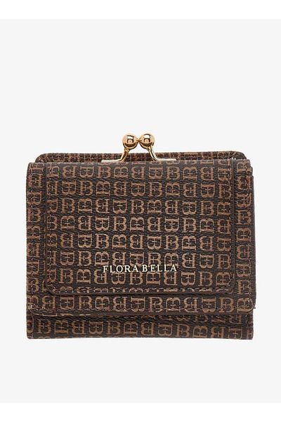 Flora Bella by Shoexpress Flora Bella Mongram Print Tri-fold Wallet with Kiss Clasp