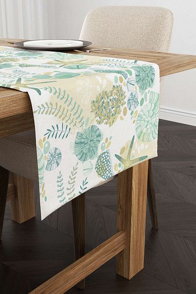 Cango Home Πράσινο Κίτρινο Αστερίας Tropical Runner - Cgh051-rn