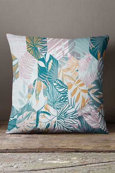 INSENSE HOME Husă de pernă catifea Babyface, albastru, galben, tropical, pentru pernă - Cgh050