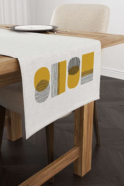 Cango Home Yellow Black Modern Abstract Patterned Digital Printed Runner 4kmbs127-rn