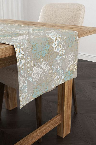 Cango Home Turcoaz Alb Etnic Floral Runner - Cgh085-rn