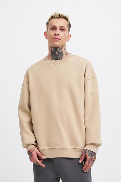 Machinist Ανδρικό φούτερ Basic Crew Neck Oversize Beige
