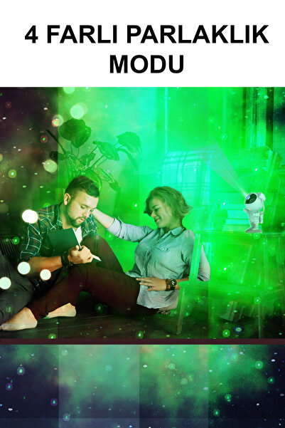 ALFAGİFT Astronot Led Galaxy Projektör Lambası Yıldızlı Gökyüzü Gece Lambası