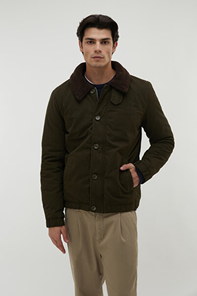 Mudo سترة معطف بياقة من الصوف