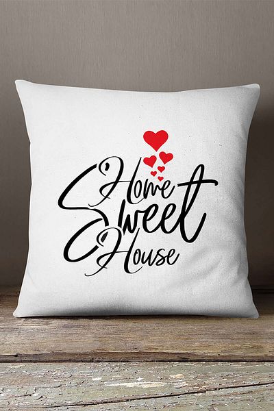 INSENSE HOME Velvet Babyface White Black Home Sweet Home Written Digital Printing Μαξιλαροθήκη Ριχτάρι - Cgh405
