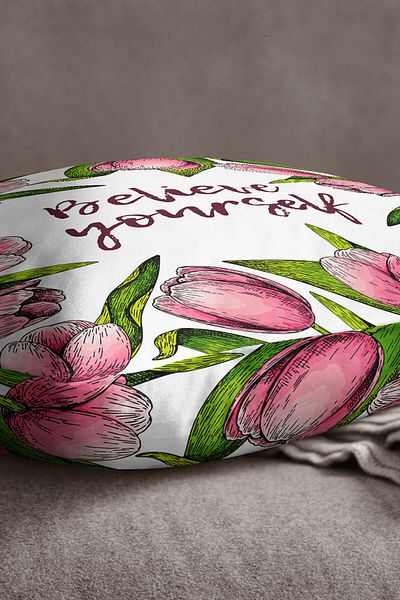 INSENSE HOME Βελούδινη Babyface Λευκή Ροζ Floral Μαξιλαροθήκη Ριχτάρι - Cgh191