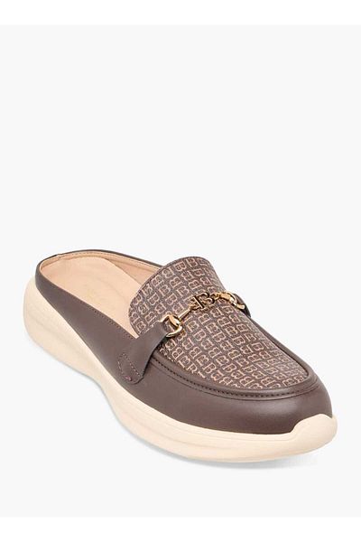 Flora Bella by Shoexpress Flora Bella Monogram Print Buckle Accent Slip-On Mules
