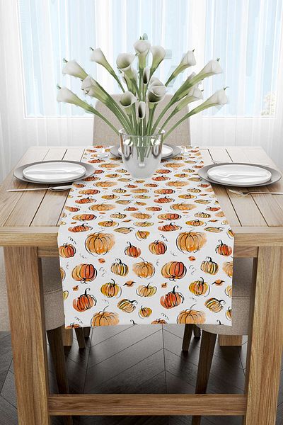 Cango Home Orange Halloween Pumpkin Patterned Digital Printed Runner Cgh753-rn