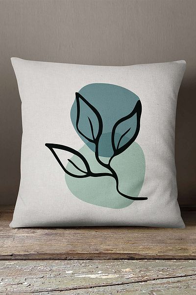 INSENSE HOME Catifea Babyface Albastru Portocaliu Stil Modern Frunze Model Imprimat Husa de Perna Cgh665