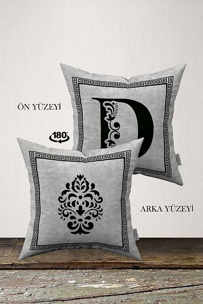 INSENSE HOME Husă de pernă din catifea Babyface cu litere duble laterale - Litera D