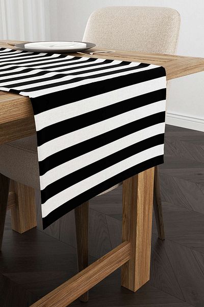 Cango Home Runner cu imprimare digitală cu model linie alb-negru Yst17-rn