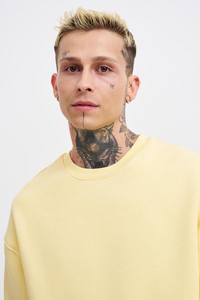 Machinist Ανδρικό κίτρινο φούτερ Basic Crew Neck Oversize