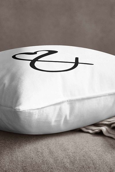 INSENSE HOME Husă de pernă Velvet Babyface White Black & Mark imprimată digital - Albă - Cgh322