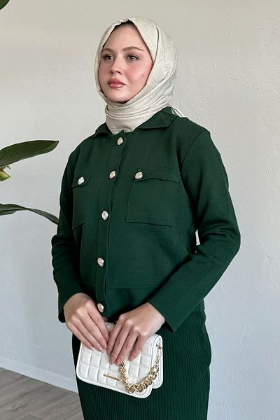 InStyle بدلة باللون الأخضر البترولي مع تنورة وسترة