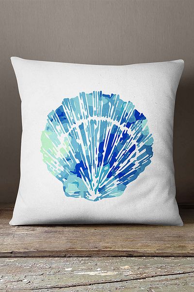 INSENSE HOME Velvet Babyface White Blue Oyster Marine μοτίβο με ψηφιακό τυπωμένο κάλυμμα μαξιλαριού μαξιλαριού Cgh530