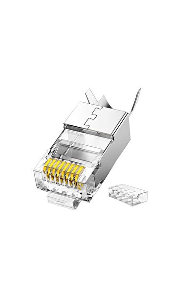 Veggieg Cat7 10 Gigabit Metal Rj45 Ethernet Konnektörü Altın Kaplama Korumalı...