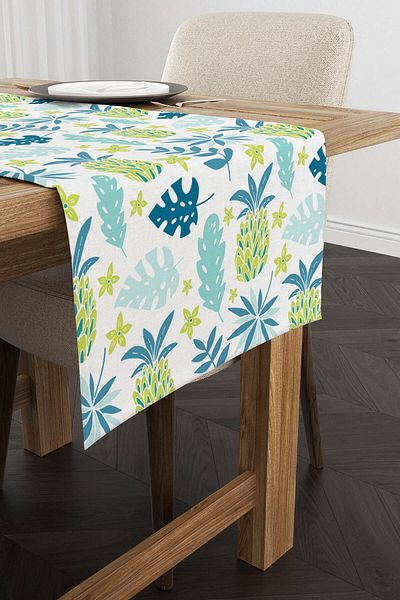 Cango Home Albastru Verde Ananas Tropical Model Imprimat Digital Runner Cgh610-rn