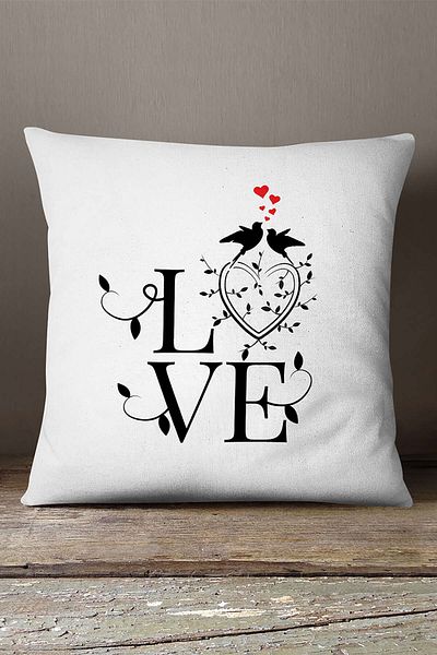 INSENSE HOME Velvet Babyface, alb, negru, dragoste, decorativă, imprimare digitală, husă de pernă - Cgh479