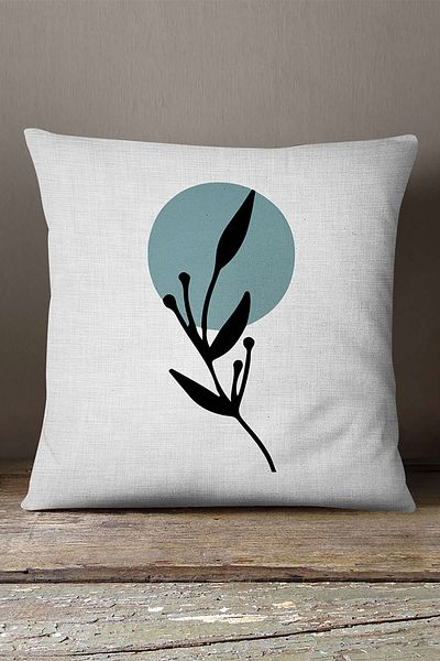 INSENSE HOME Velvet Babyface, albastru, negru, decorativ, abstract, frunze, model, imprimat, husă de pernă Cgh724
