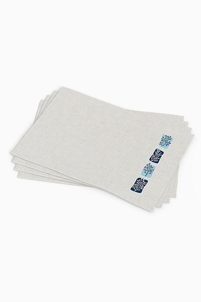 Cango Home Albastru Alb Decorativ Modern Frunze Model Imprimat Digital Serviciu American Set de 4 4kmbs125-as