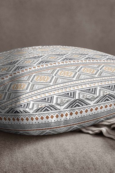 INSENSE HOME Βελούδινο Babyface Λευκό Μαύρο Bohemian Ethnic Style Ψηφιακή εκτύπωση Μαξιλαροθήκη Ριχτάρι - Cgh499