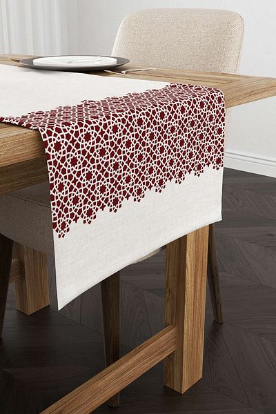 Cango Home Roșu Claret Motiv Ramadan Model Decorativ Imprimat Digital Runner Cgh1321-rn