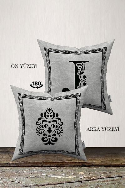 INSENSE HOME Husă de pernă din catifea Babyface cu litere duble laterale - Litera J