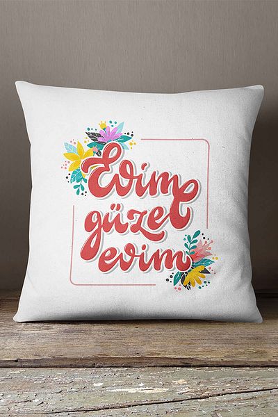 INSENSE HOME Velvet Babyface White Red My Beautiful Home Written Digital Printing Μαξιλαροθήκη για ριχτάρι - Cgh458