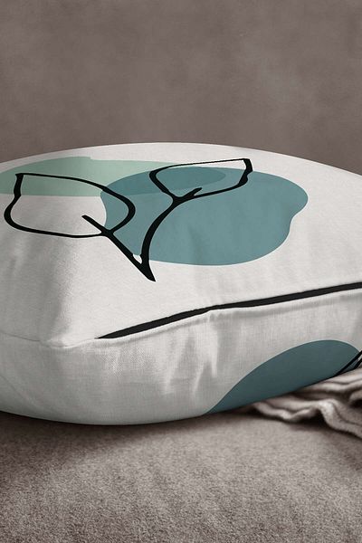 INSENSE HOME Catifea Babyface Albastru Portocaliu Stil Modern Frunze Model Imprimat Husa de Perna Cgh668