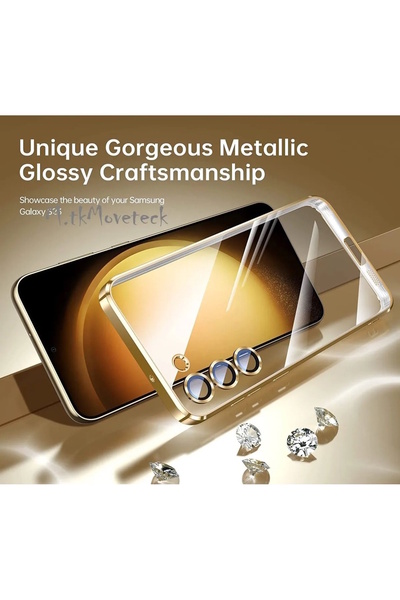 m.tk moveteck Samsung Galaxy S24 Fe Kılıf Tam Kamera Korumalı Parlak Renkli Kenar Yumuşak Silikon Şeffaf (UYUMLU)